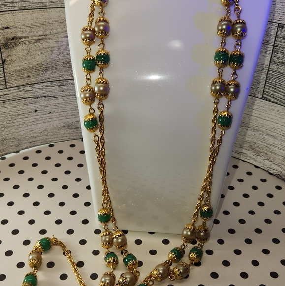 #2014, Miriam Haskell, JADE AND PEARLS ART DECO EARLY NECKLACE, - Picture 8 of 8